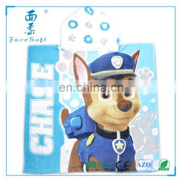 paw patrol audit towel factory OEM welcome 100% cotton printed kids poncho beach towel