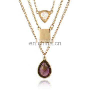 New arrivals 3 layers chains waterdrop and geometry necklace