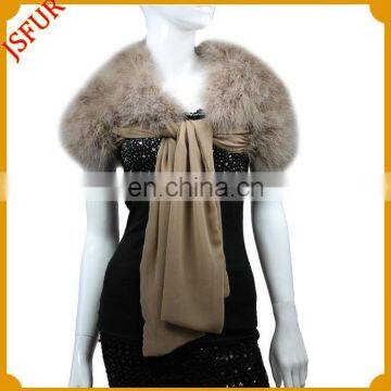 2014 Fashion brown turkey feather shawl lady scarf