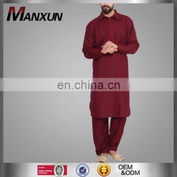 Maroon Exclusive Muslim Men Kurta 2017 New style Male baju clothing