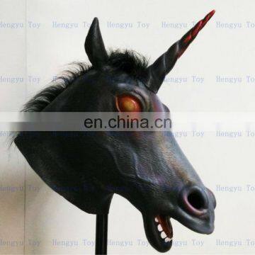 White Magical UNICORN Head Mask Costume Creepy Adult Unicorn head Mask (White Black Cartoon)