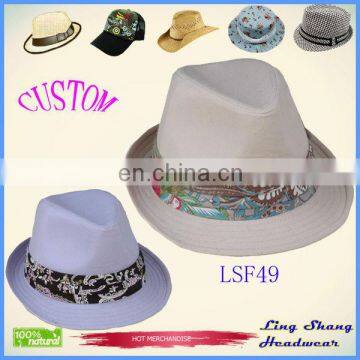 LSF49 Ningbo Lingshang Wholesale Beautiful Ribbon Fabric Fashion Wholesale Fedora Hat