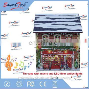 High Quality LED Fiber Optics Light up Christmas Musical Tin Can photo-3