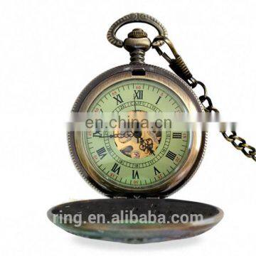 Western Classical Mechanical Gemstone Pocket Necklace Watch