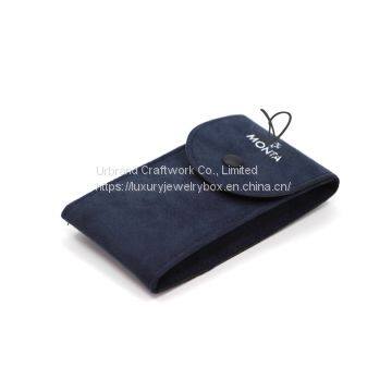 Microfiber watch pouch luxury alcantara watch jewelry pouch with custom embossed logo