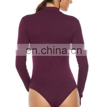 Wholesale Hot Selling Women's Long Sleeve Sexy Bottom Sweater Zip Stand Collar Slim Knit Jumpsuit Bottoming Sweater photo-4