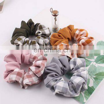 New Women Big Plaid Hair Scrunchies Ponytail Hair Holder Girls Fashion Accessories Ties Gum For Hair