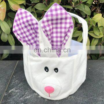 Cute Bunny Plush Easter Basket Rabbit Face Printed Various Colors Bunny Bag for Easter Day Easter Bunny Bucket photo-4