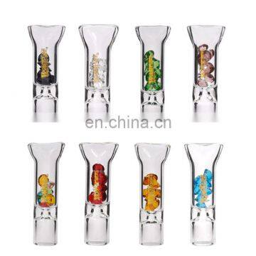 HQP-SP008 HongQiang Transparent Glass Cigarette Holder With Colored Diamond Glass Filter Cartridge Filter photo-2