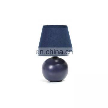 Navy blue ball shape ceramic base custom nordic table decoration cheap ceramic lamps for hotel home bedside