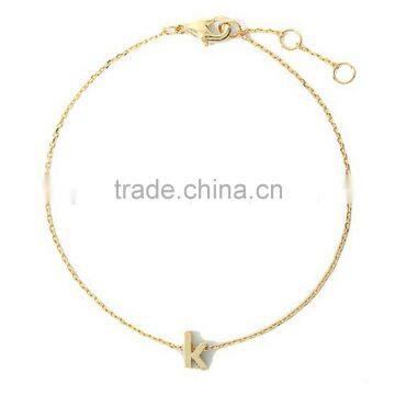 WL1067 Fashionable trendy chian bracelet with gold clasp and letter k Name bracelet letters