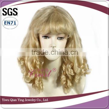 fashion women's blonde curly synthetic halloween costume wig