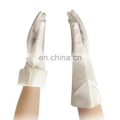 Customized 32 cm safe work milky white translucent nitrile gloves