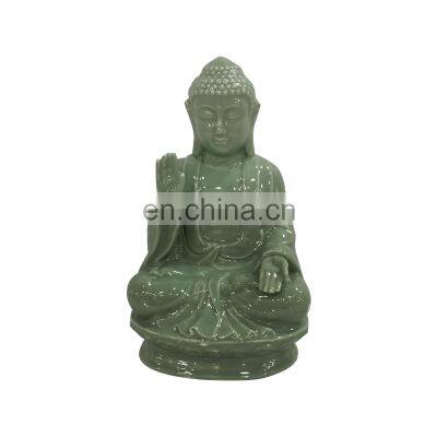 custom design small green jade ceramic buddha head statue for sale