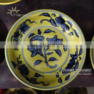 Oriental antique ming dynasty handmade ceramic porcelain plates for decorative and display