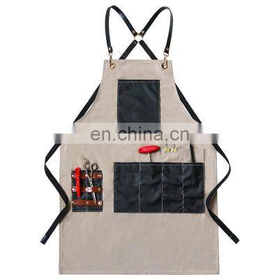 Satisfaction Guaranteed Hair Dresser Stylist Men Korean Black Custom Salon Canvas Barber Apron photo-4