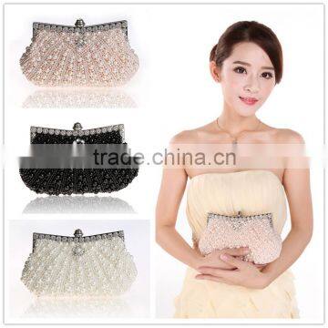 C58595S 2015 Women Evening Clutch Bag Gorgeous Pearl Crystal Beading Bridal Wedding Party Bags