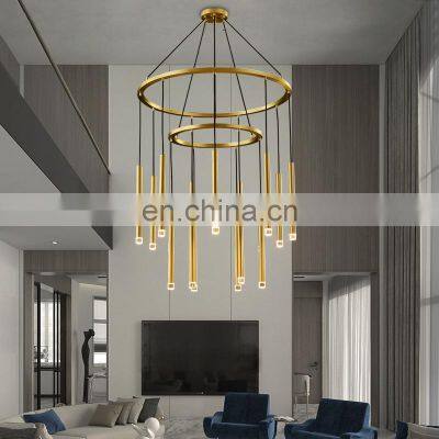 Modern Villa Hotel Pendant Light Stair Droplight Crystal Nordic Contracted LED Chandelier photo-2