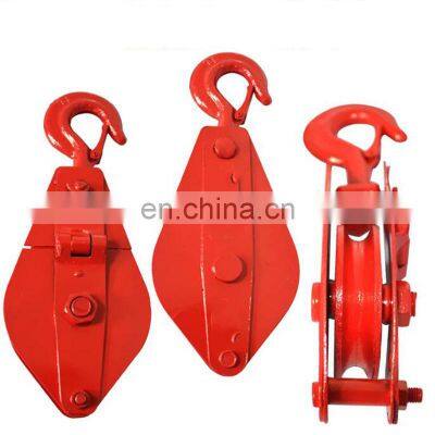 Single Wheel Open Hook Steel Wire Rope Multi-Gauge Rolling Pulleys