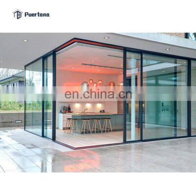 Big Large 90 Degree Corner Sliding Door Tempered Glass Aluminium Lift Stacking Sliding Patio Door For Veranda