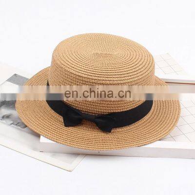 Flat Top Women Summer Beach Wide Brim Wholesale Straw Hat for Women