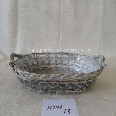 Cheap Wicker Willow Basket Wood Chip Woven Baskets Storage Tray