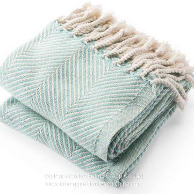 Woven cellular Herringbone Pure Cotton Throw blanket