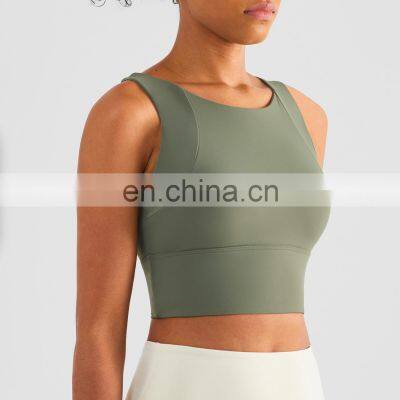 Shockproof High Neck Sports Fitness Bra Hot Sale Fixed Pads Gym Yoga Bra Top One Piece Workout Running Training Wear For Women photo-3