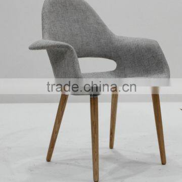 Replica Fiberlgass Material Wooden Legs Fabric Blue Color Organic Chair by Eero Saarinen photo-4