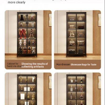 Starry Night Black Display Cabinet Double Doors 5 Layers H1800mm×W500mm×L800mm for Retail Store - Customizable photo-5