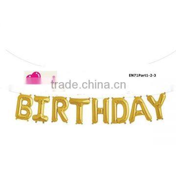 16 inch golden mylar foil birthday balloons letters with tabs