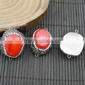 LFD-0017B Wholesale Druzy Coral Loose Bead , Pave Rhinestone Crystal Connectors Beads Jewelry Making