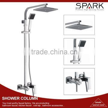 Complete square wall bathroom bath shower column set with cerarmic catridge