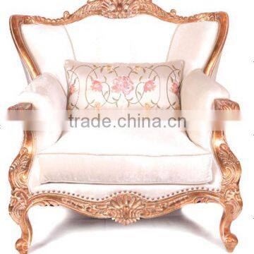 High-end Royal Style White Fabric Sofa Set Antique Hand Carved Sectional Sofa