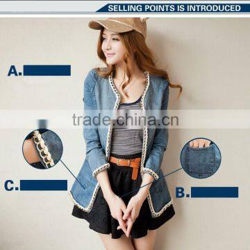 DJ217487 2014 Hot Selling China Wholesale Denim Jacket Women / Lady Denim Jacket