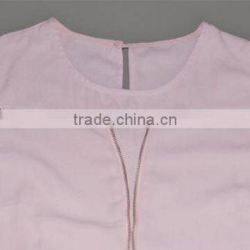 New Style Iron Beads Pink Ladies Georgette Tops Latest Chiffon Tops Quality Choice