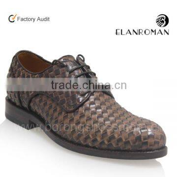 Pure handmade weave leather formal shoes for men