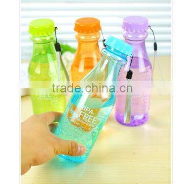 Hot sale creative portable colorful plastic soda bottles, unbreakable handy bottles