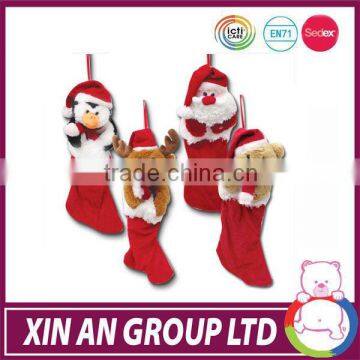 OEM cute soft doll & toy plush christmas stocking