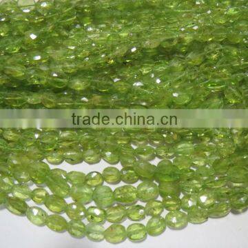 Peridot faceted oval gemstone beads