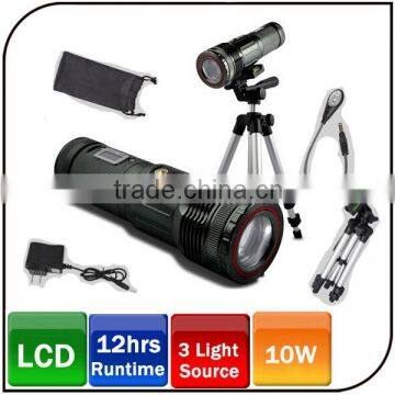 High tech 10W waterproof 3 colors beam zoomable underwater fishing light with LCD touch sensor