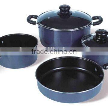 Blue Color Painting Non-stick & Ceramic Coated Cookware Set Pots and Pans photo-3