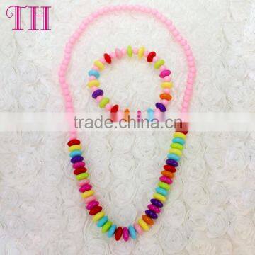 custom design eco-friendly colorful kids plastic seed bead necklace for girl