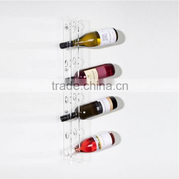 Wall mounting clear acylic wine rack to hold up to 8 wine bottles