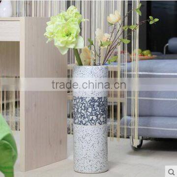 Modern hand paint floor cylinder vase for hotel deco