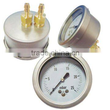 All stainless steel differential capsule pressure gauge