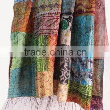 Reverwible Vintage Silk Saree Scarf Girls Reversible Neck Wrap