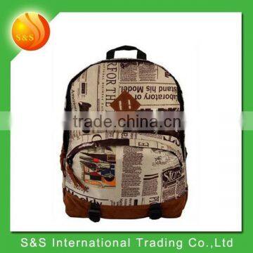 Newspaper Pattern Urban Lightweight High Class Student School Bag Primary School Bag