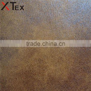 530 gsm weight bronzed embossed PU base woven backing nubuck leather material for upholstery, furniture accessories