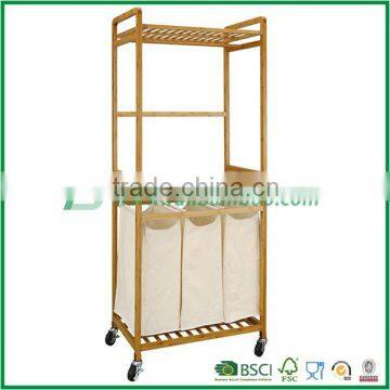 FB6-2020 Bamboo Laundry Storage with hanging rack for hotel